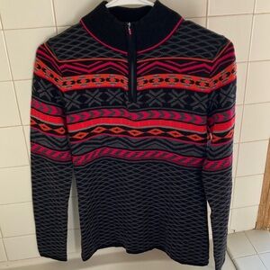 Krimson Klover Women’s Sz S Long Sleeve Over Yonder 1/4 Zip Black & Pink Sweater